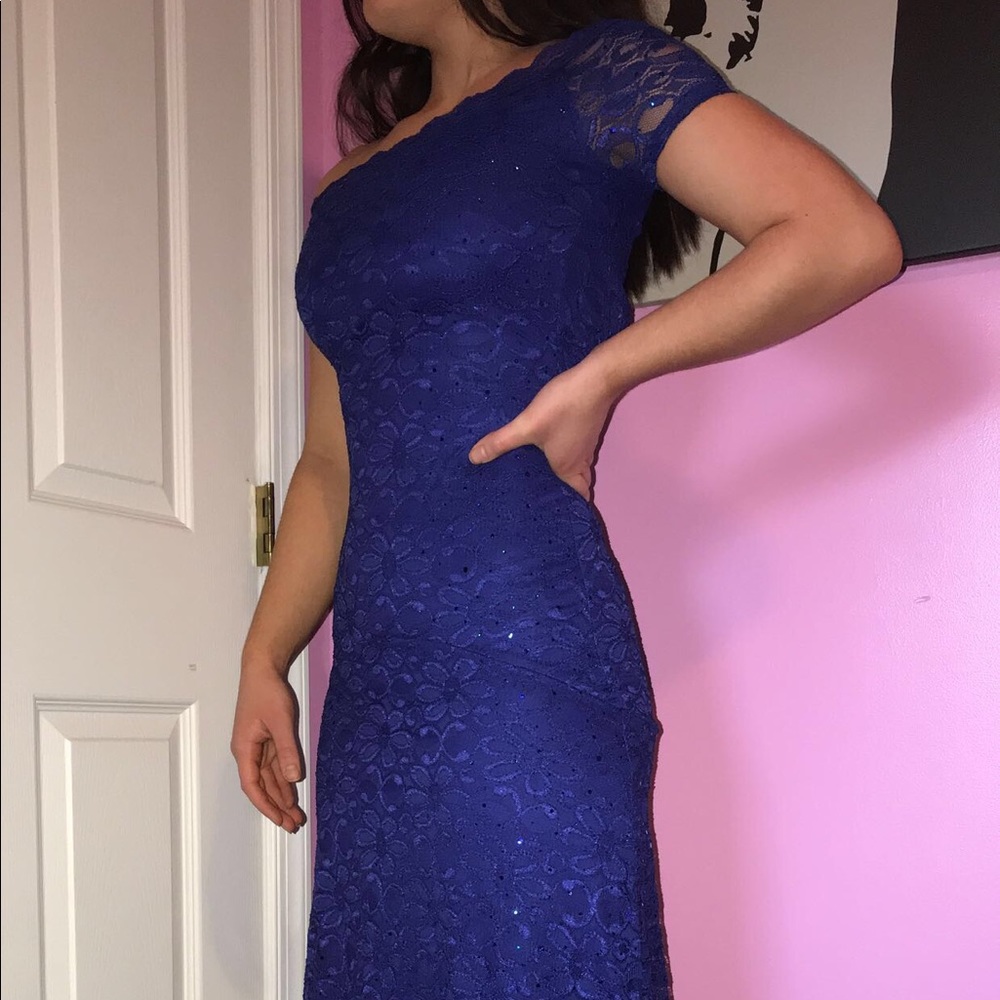 Long Royal Blue Sparkly Mermaid Prom Dress